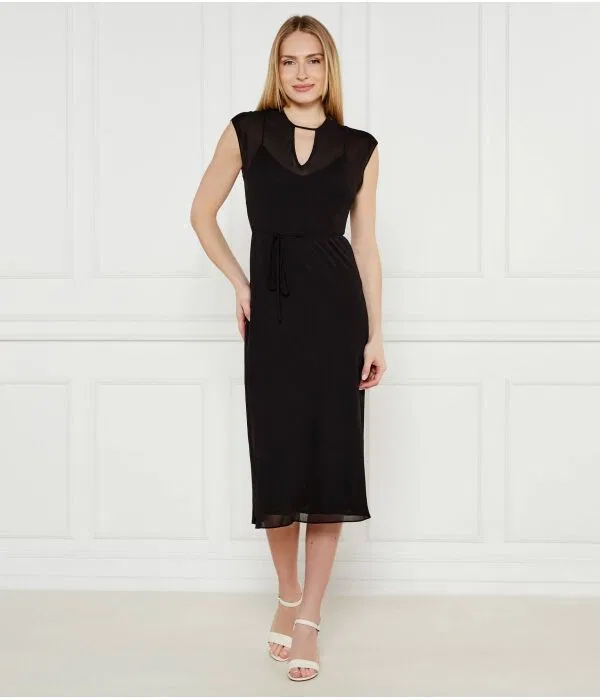 Женское платье-георгет Slim Fit Calvin Klein, черный