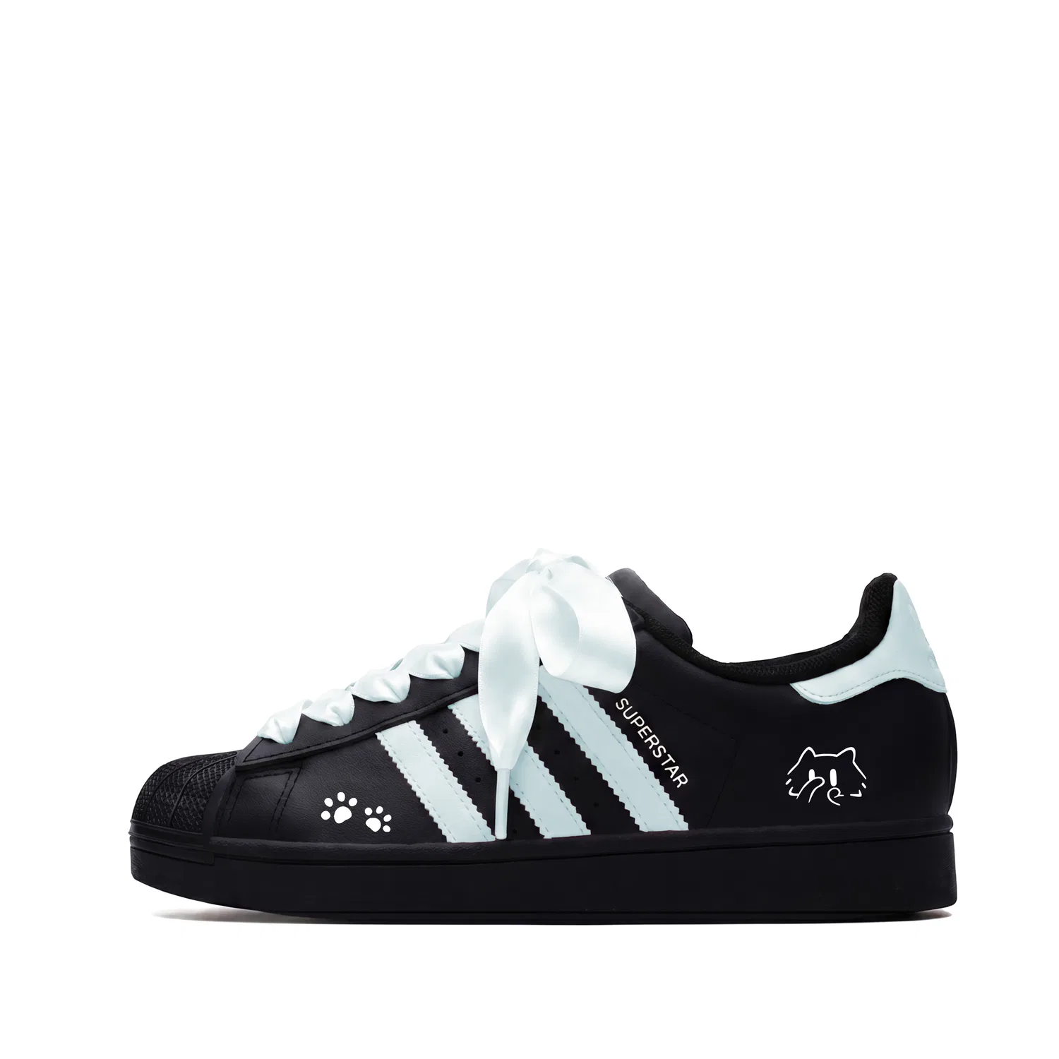Детские кеды с принтом Adidas Originals Superstar 2, Light Blue-Waving Kitten