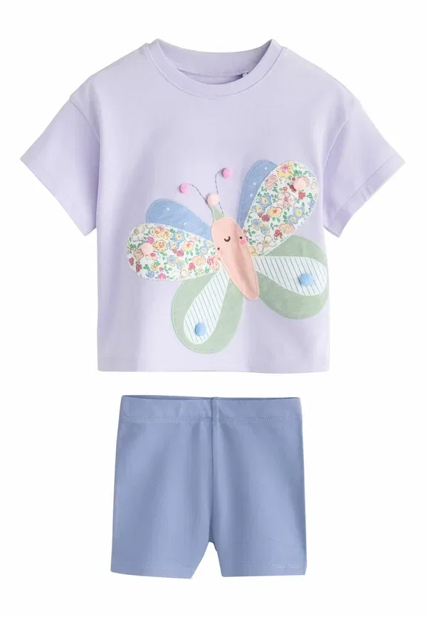 Комплект топ и шорты с цветочным принтом Regular fit - top and shorts set - shorts Next, Lilac Purple, фиолетовый