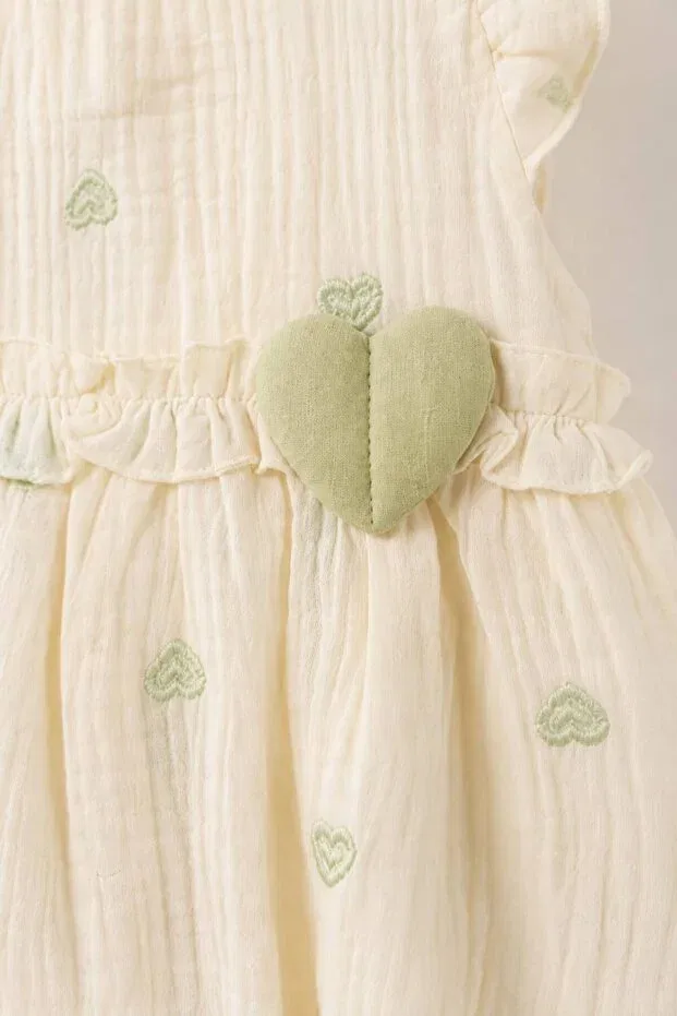 Детский комбинезон из муслина с принтом Heart Lumino Kids, Green — фото 2