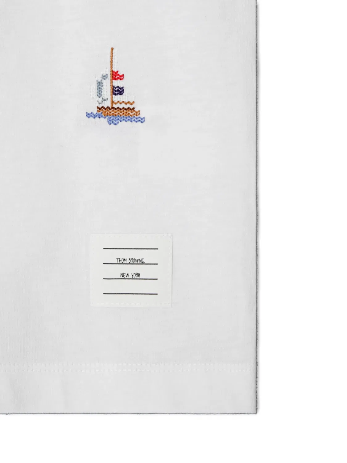 Футболка с декоративной строчкой Thom Browne Kids, белый — фото 3