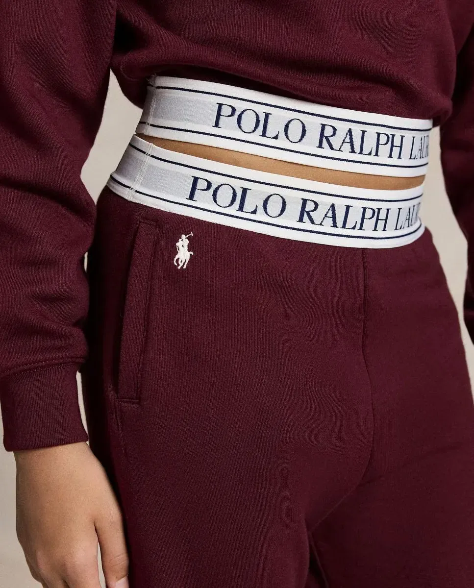 Детские спортивные штаны для девочек из хлопкового трикотажа Polo Ralph Lauren, Бургунди — фото 3
