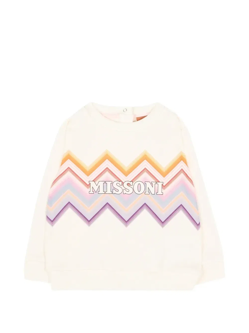 Свитшот с принтом в виде логипа и зигзагообразным узором Missoni Kids, бежевый
