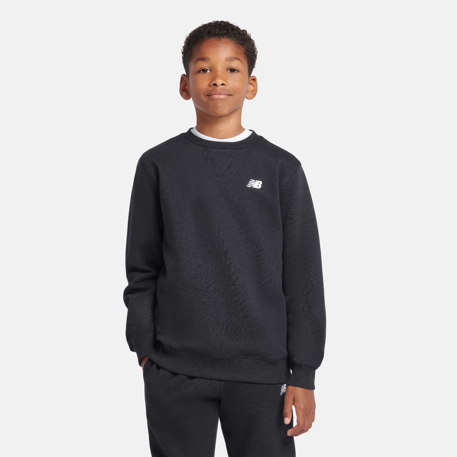 Детский свитшот с длинным рукавом Brush Back Small Logo Crew New Balance, Black