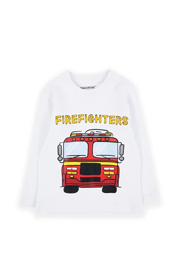 Детская футболка для мальчиков с принтом Fire Department Bubuga, White