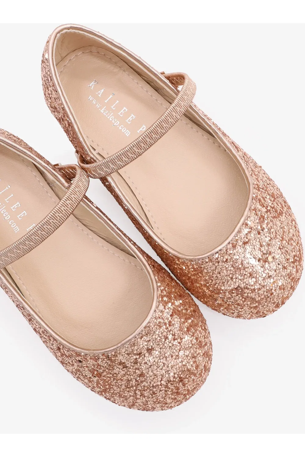 Детские балетки на плоской подошве Rock Glitter Kailee P, Rose Gold — фото 4