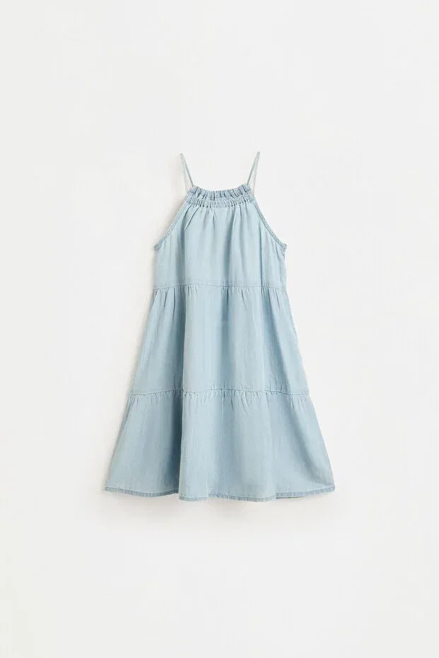 Детское платье для девочек джинсовое с бретельками Lefties, Pale Blue