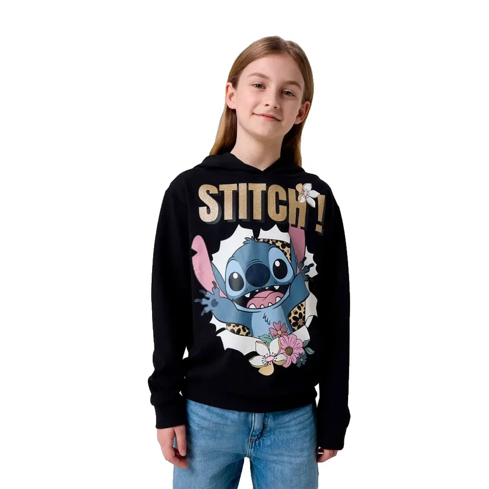 Детское худи для девочек с принтом Jynda Stitch Name it, Black