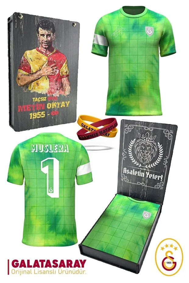 Детская футболка с коротким рукавом с принтом Galatasaray, Jersey Metin Oktay Bracelet Green