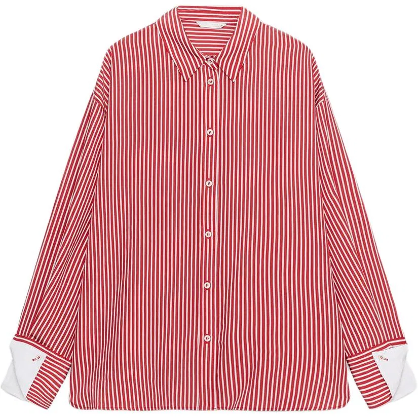 Женская рубашка с воротником Red/White ZARA, Красный/Белый