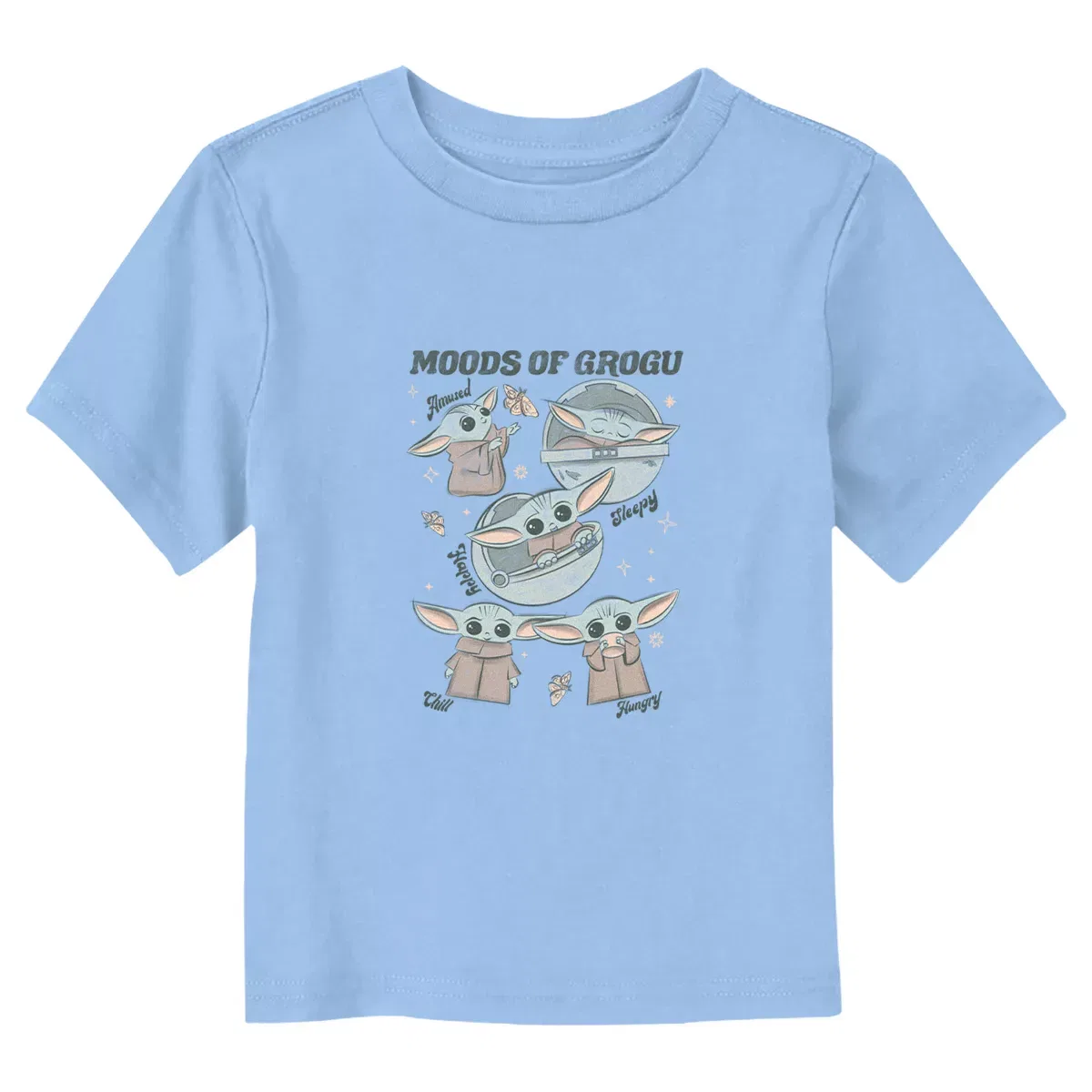 Детская футболка с принтом The Child Moods of Grogu Star Wars, Light Blue