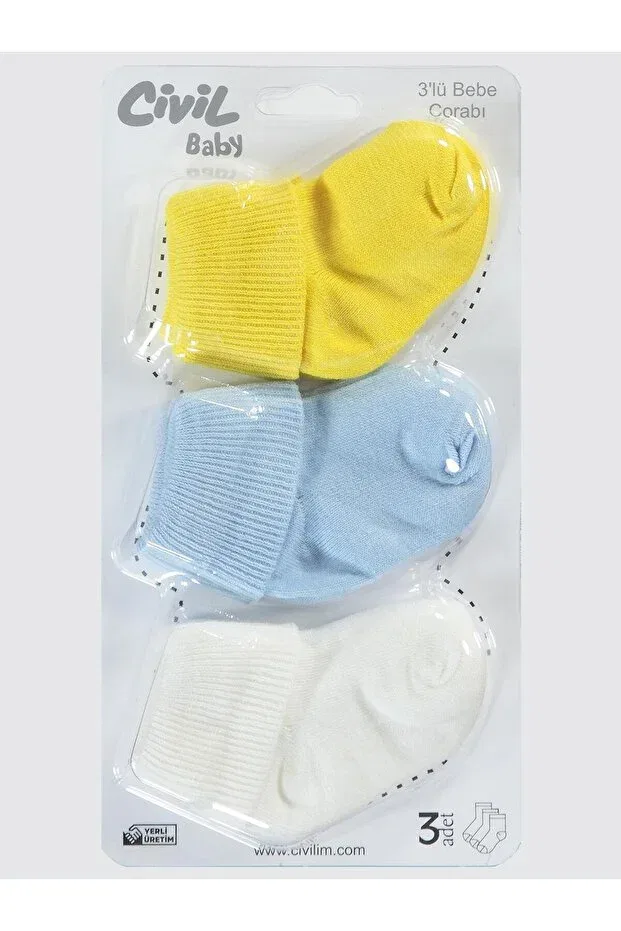 Детский комплект носков для девочек из 3 пар с моделью Baby 3-piece socks set Civil Baby, Yellow — фото 2