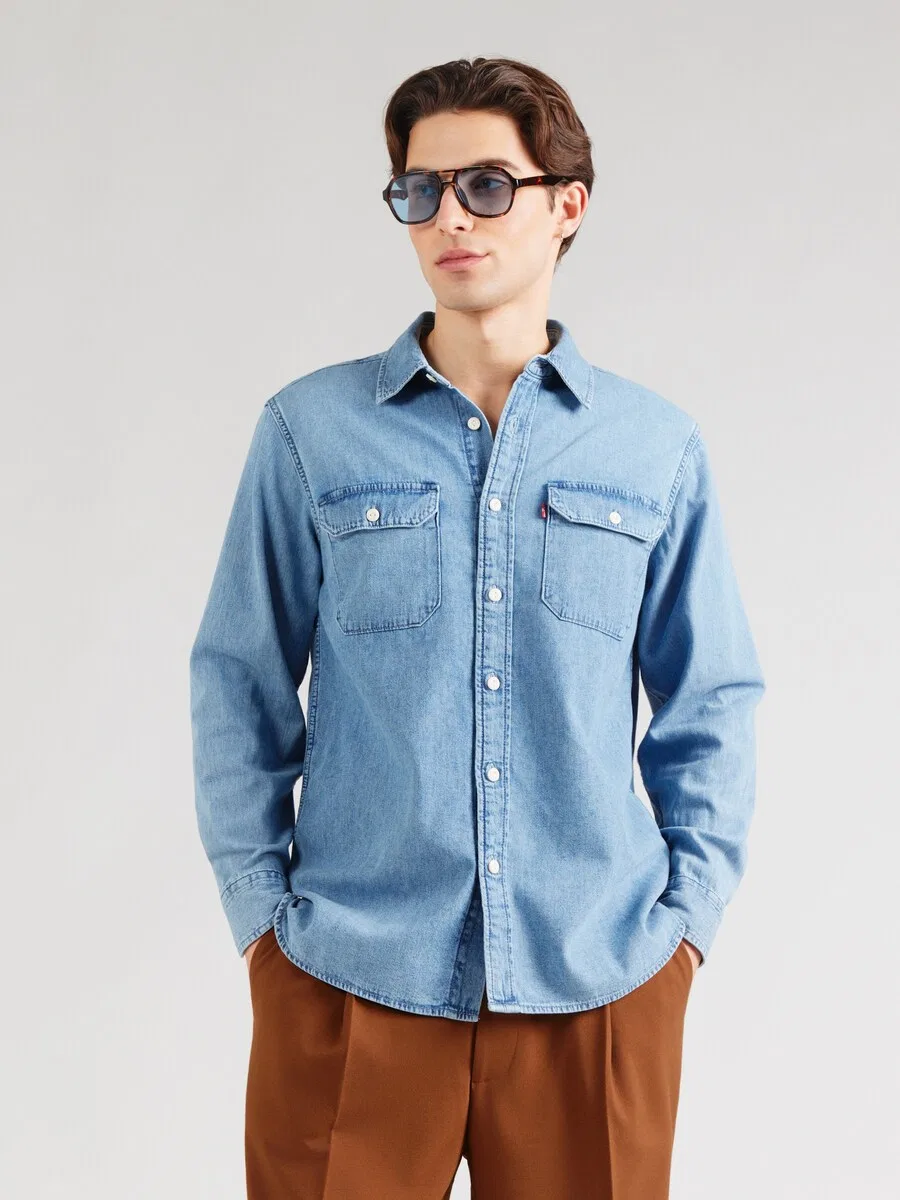Рубашка LEVI'S Regular fit на пуговицах, синий джинсовый материал — фото 2