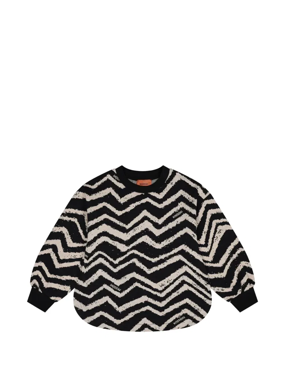 Вязаный свитер с зигзагообразным узором Missoni Kids, черный
