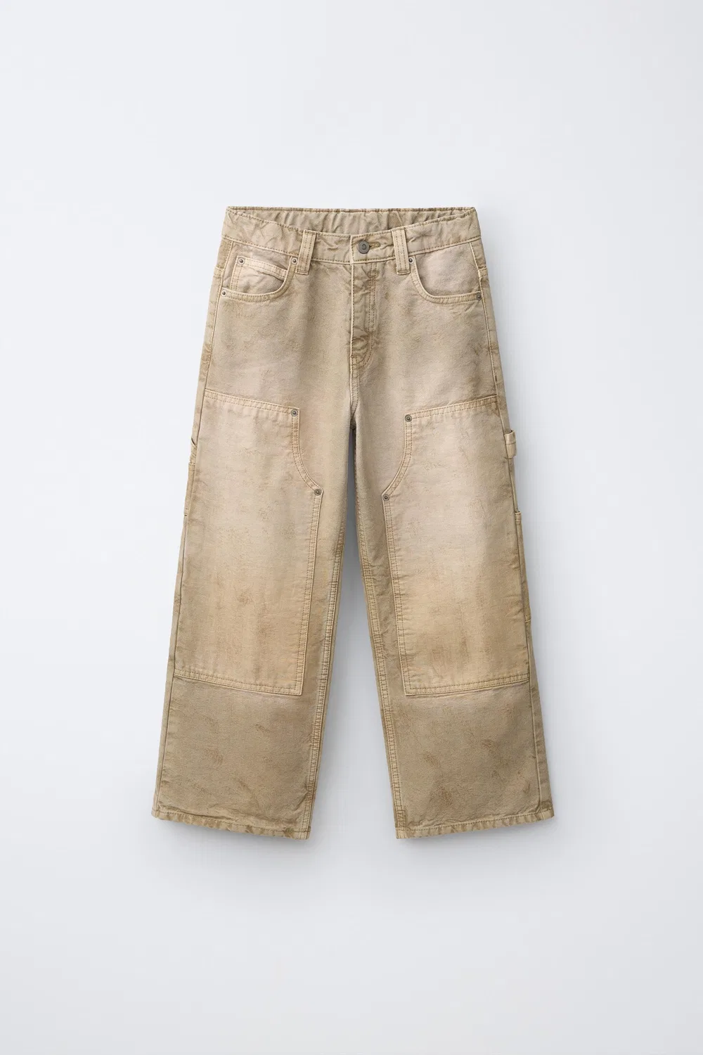 Брюки из холста с широкими штанами ZARA, Ecru