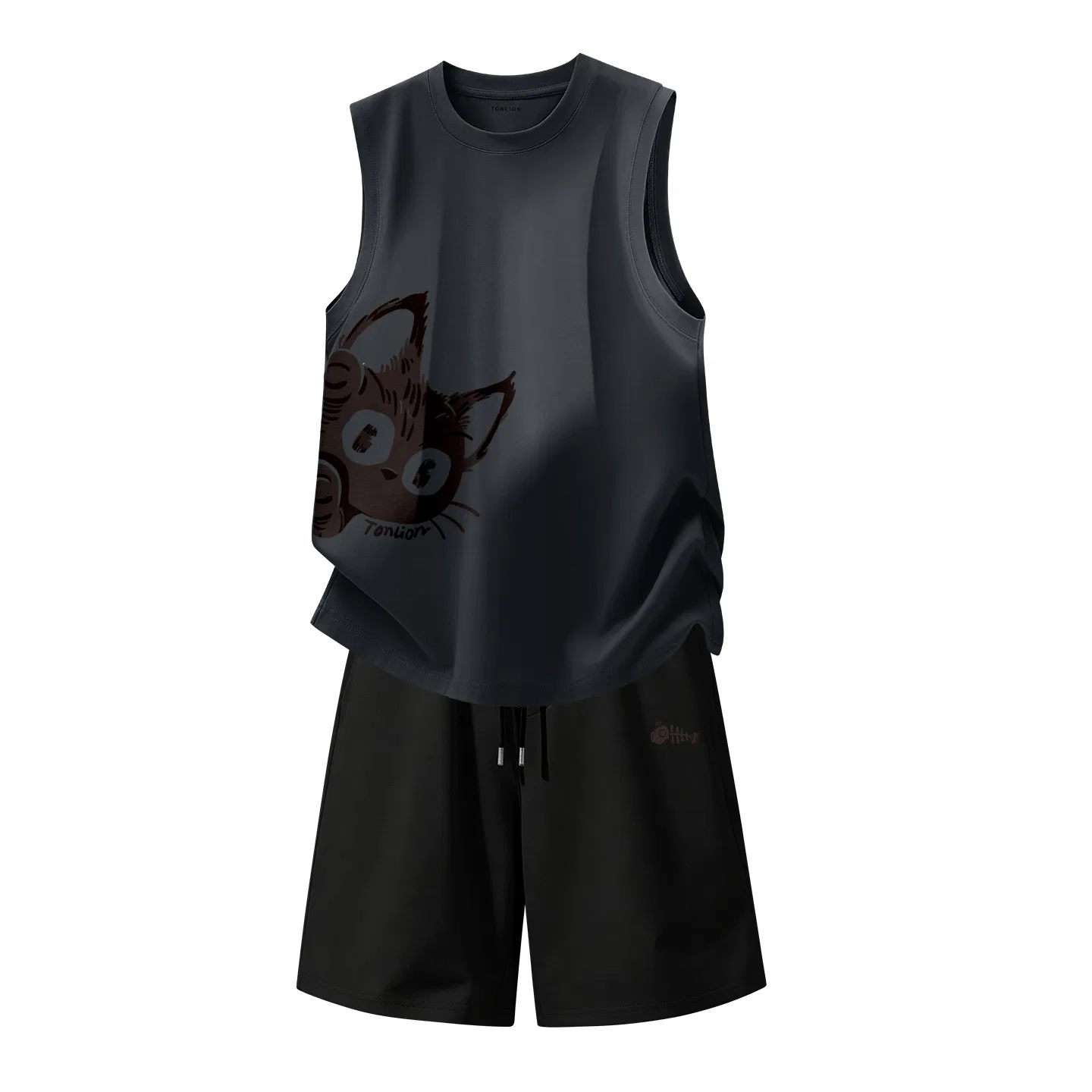 Детский комплект спортивной одежды без рукавов Tonlion, Цвет Deep Grey Black