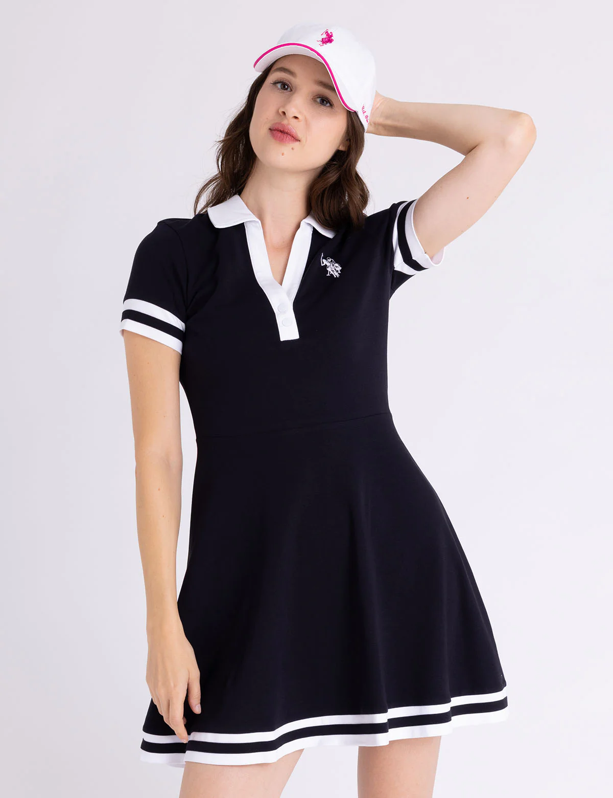 

Платье-футболка U.S. Polo Assn Fit And Flare Y-placket Polo, черный