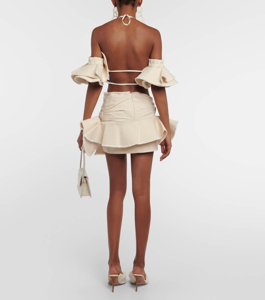 Укороченный топ из хлопка La Brassière Artichaut JACQUEMUS, белый — фото 3