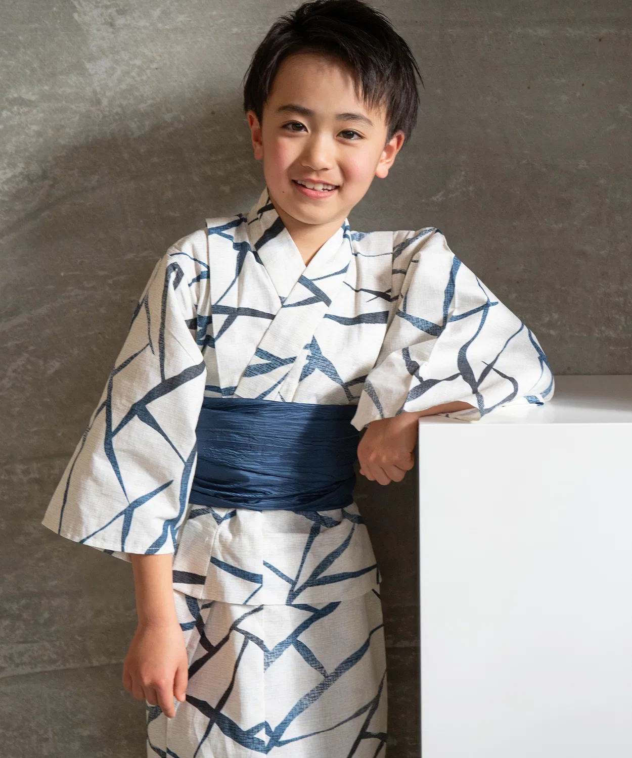 Детское кимоно-юката с полосатым принтом, комплект из 3 предметов Yukata-kan Grace, Blue