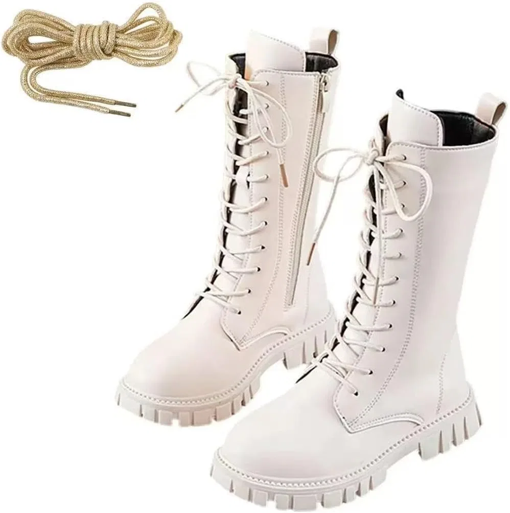 Детские ботинки для девочек со шнуровкой Girl and Doll, White Gold
