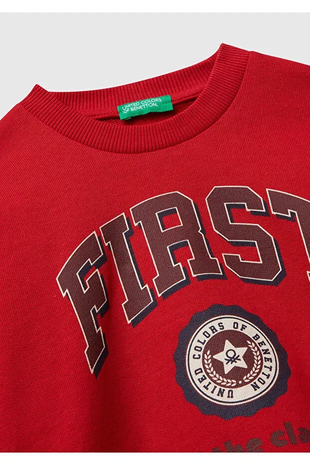 Детские свитшот для мальчиков с принтом Relaxed Fit United Colors Of Benetton, Red — фото 3