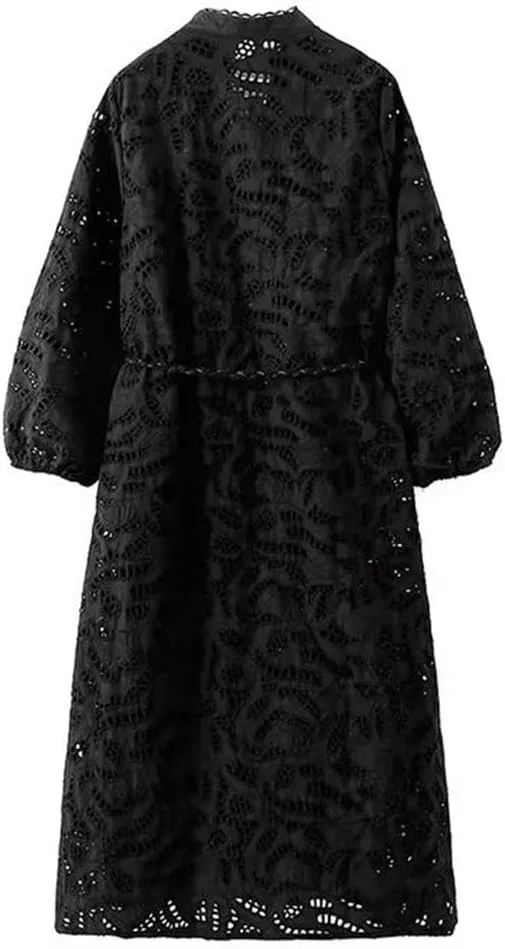 Женское A-силуэтное платье с вышивкой миди, Pic Color — фото 3