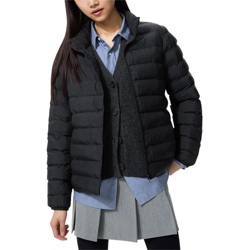 Женское утепленное пальто-пуховик прямого кроя 09 Black UNIQLO, Черный — фото 3