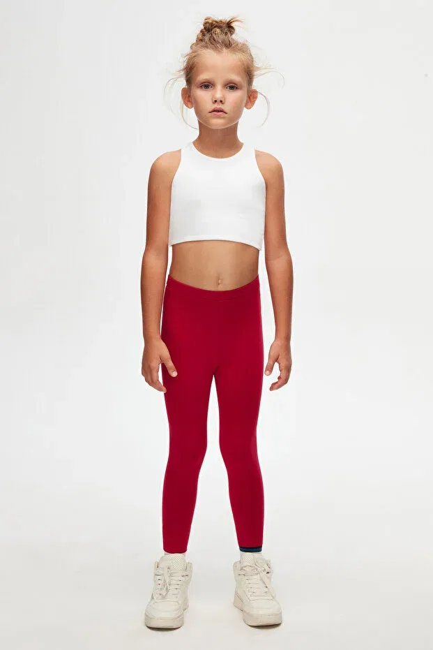 Детские леггинсы для девочек базовые Red basic girls' summer leggings Lovetti, Poppy Red