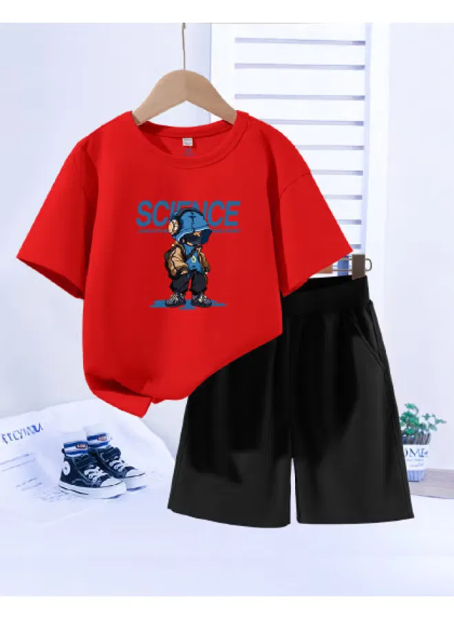 Комплект футболка и шорты с коротким рукавом хлопковый Jeanswest, красный