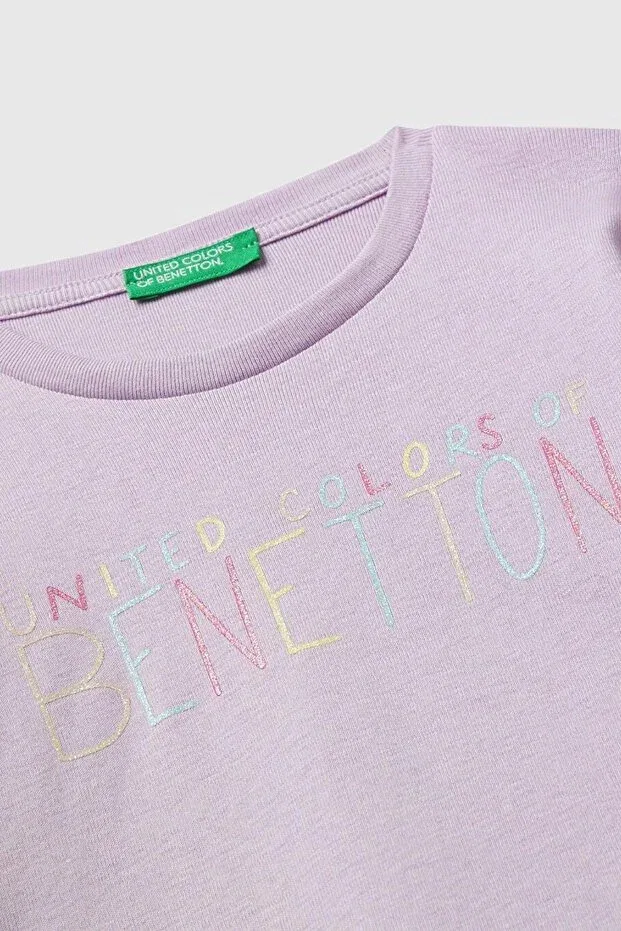 Детская футболка с длинным рукавом с принтом Benetton, Purple — фото 3