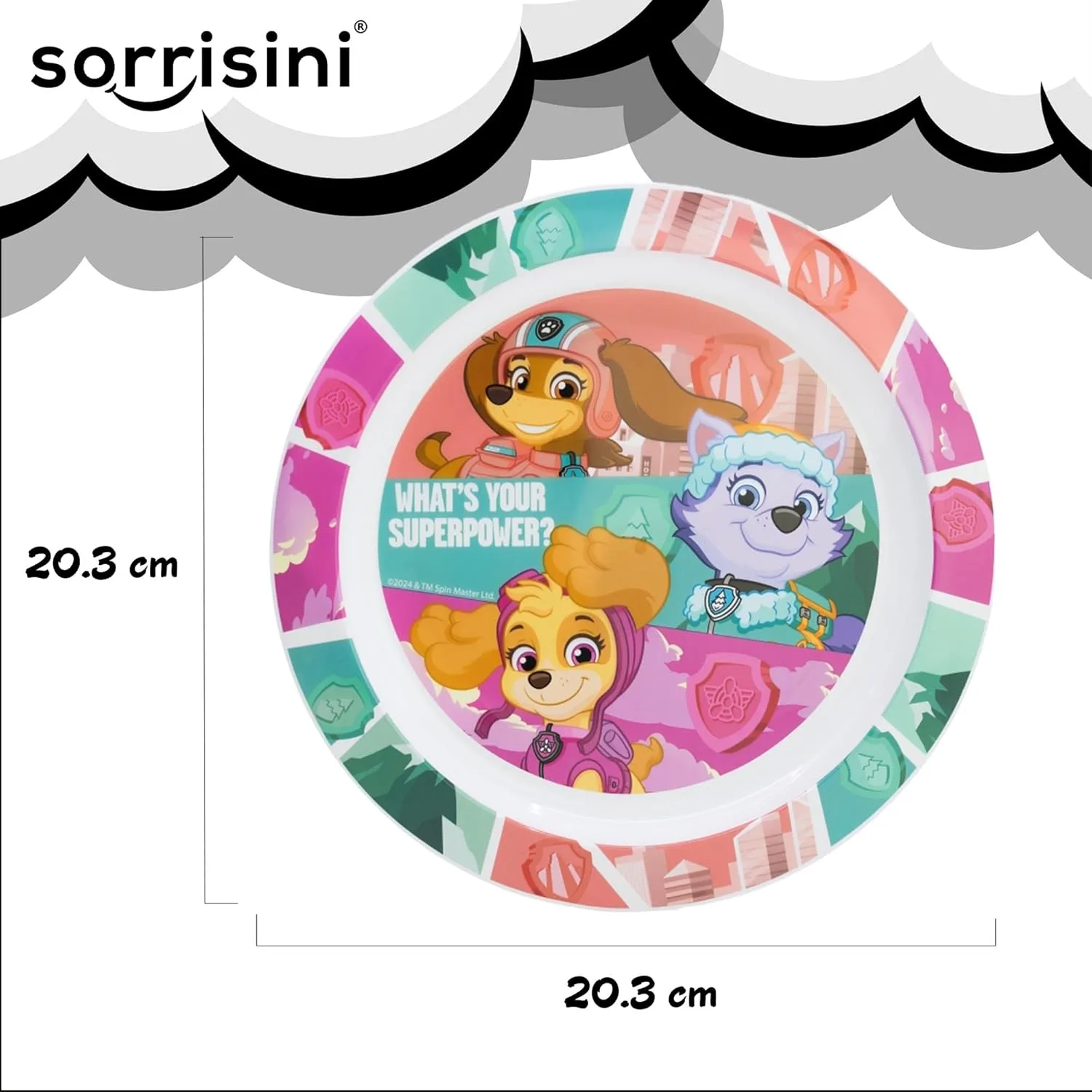 Детский набор посуды Paw Patrol, тарелка, миска и чашка Skye 260 мл Sorrisini — фото 3