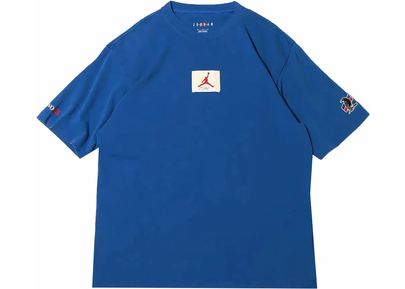 Мужская футболка с принтом хлопковая Nike Air Jordan x Two 18 Detroit 218 Tee, Team Royal/Gym Red