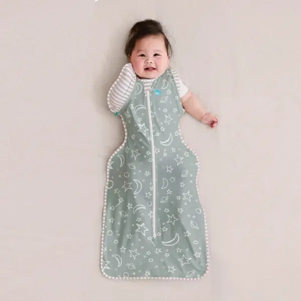Бамбуковый комбинезон-кокон 50/50 Star and Moon Olive, Swaddle Up — фото 2