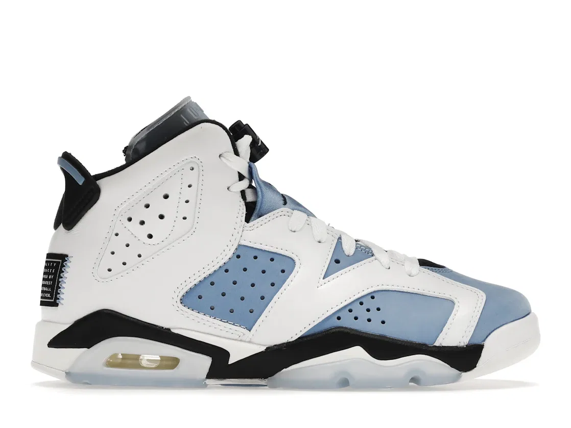 Детские кроссовки с верхом из нубука и кожи Jordan 6 Retro UNC White GS Jordan, University Blue/White/College Navy/Black