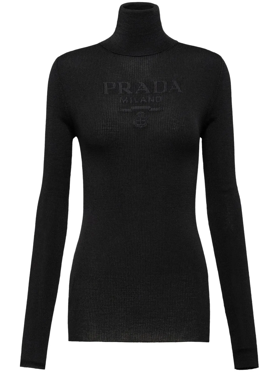 Свитер с логотипом интарсии Prada, черный
