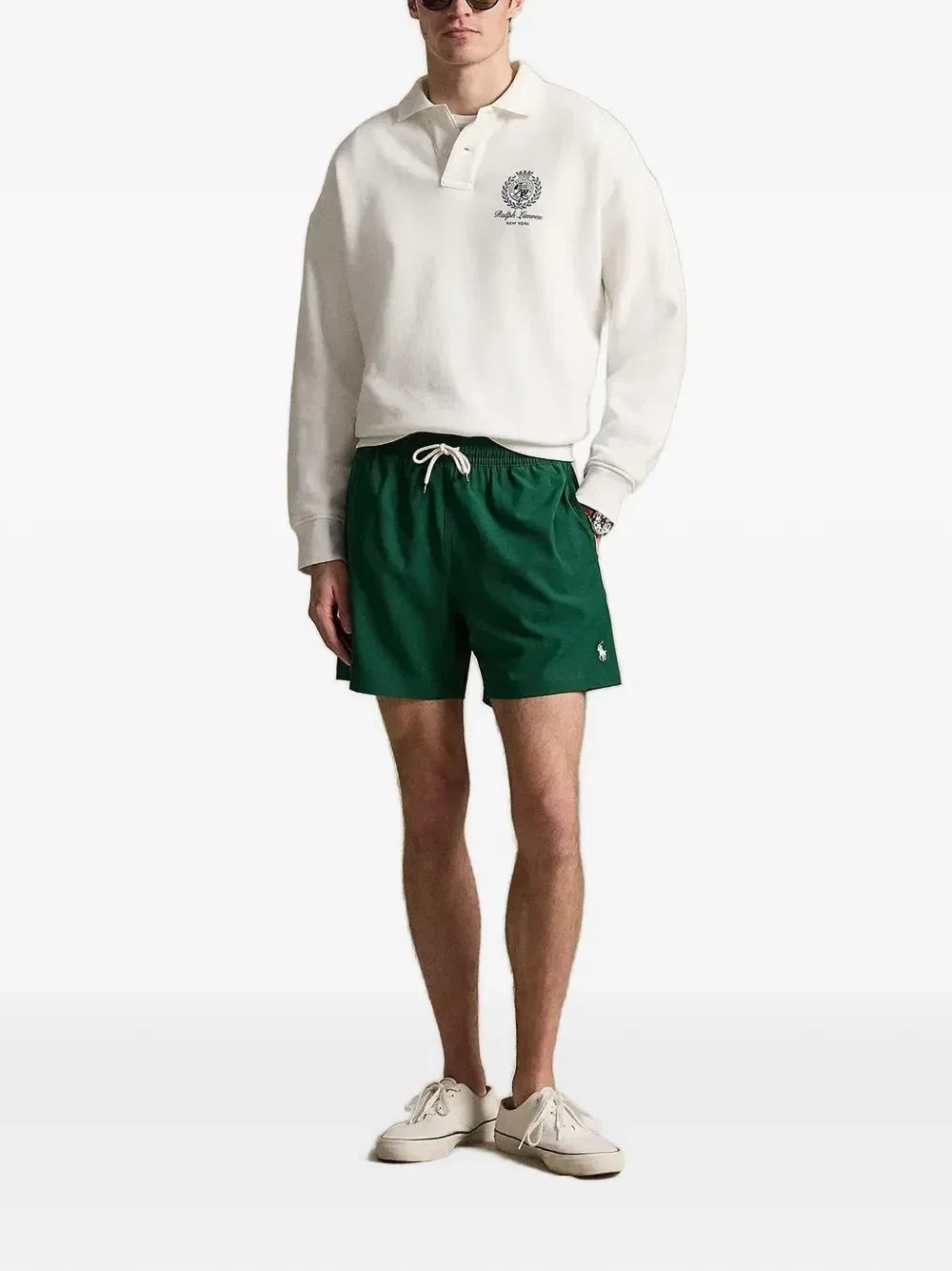 Плавки-шорты на шнурке с вышитым логотипом Polo Ralph Lauren, зеленый — фото 2