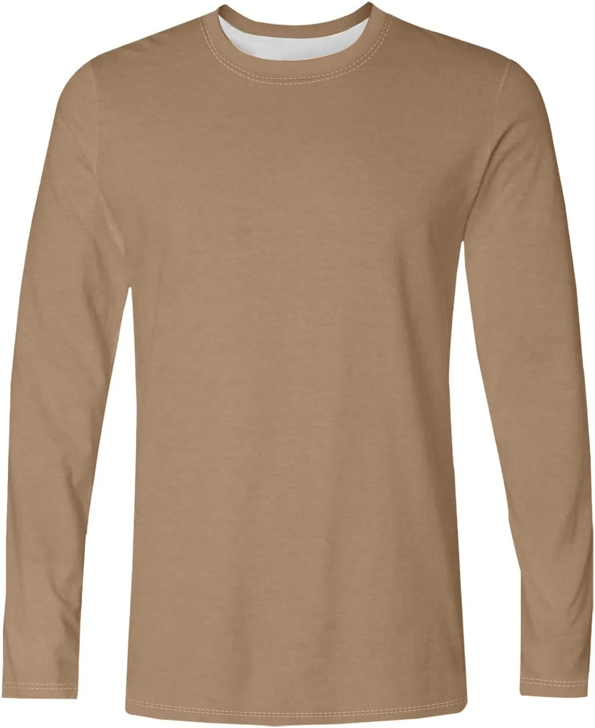 Мужская футболка с длинным рукавом хлопковая Crewneck, Khaki — фото 3