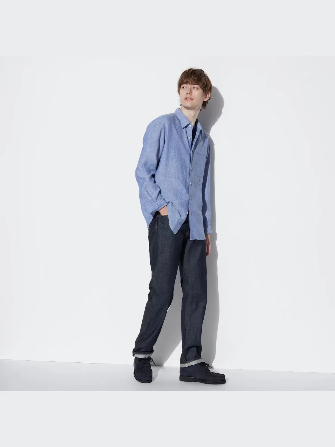 Рубашка Uniqlo, из высококачественного льна, оливковый — фото 2