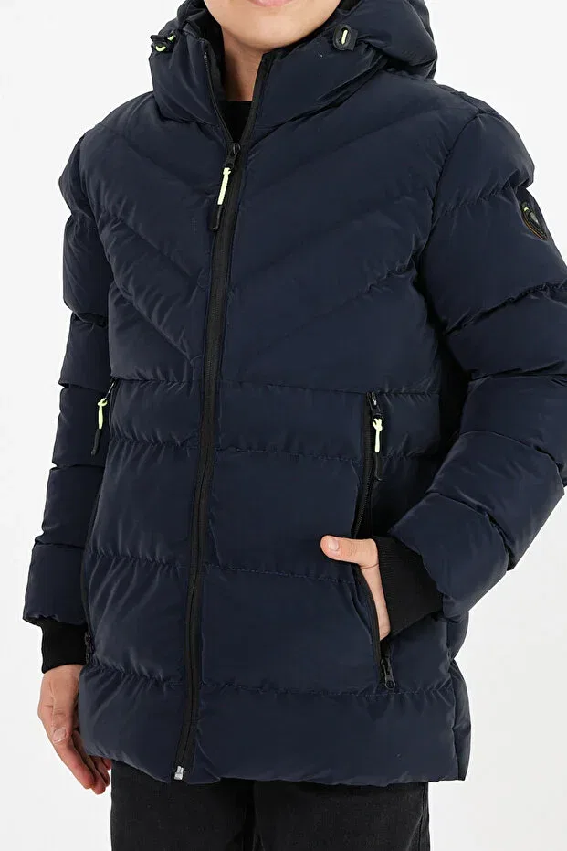 Детское пальто для девочек с капюшоном Civiltipolo, Navy Blue — фото 3