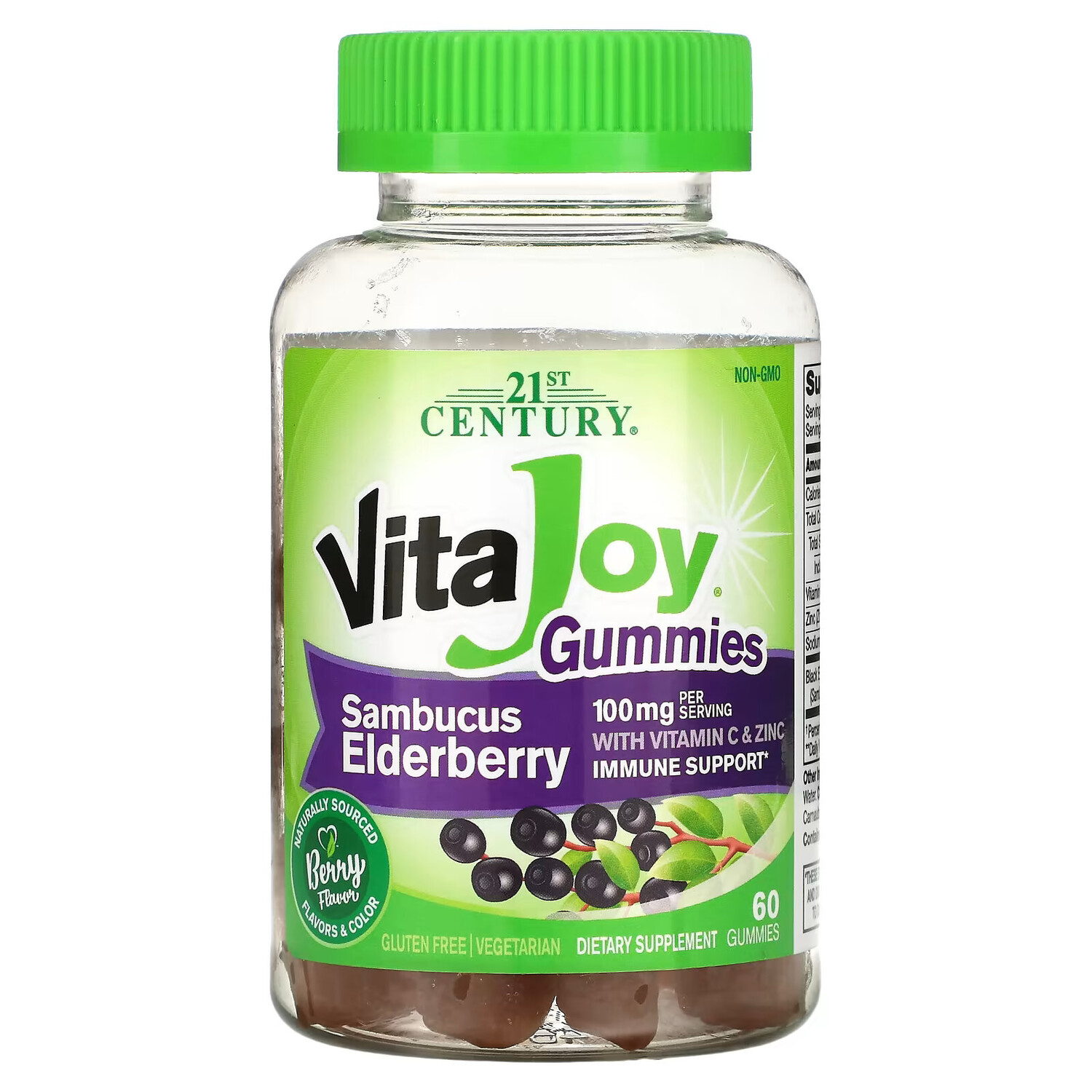 

21st Century, VitaJoy Gummies, со вкусом бузины, 60 вегетарианских жевательных мармеладок