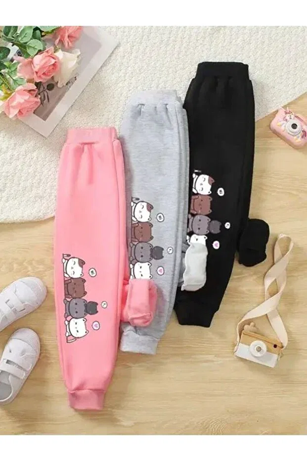 Детский спортивный костюм для девочек с принтом Vestir Bien, Pink Gray Black
