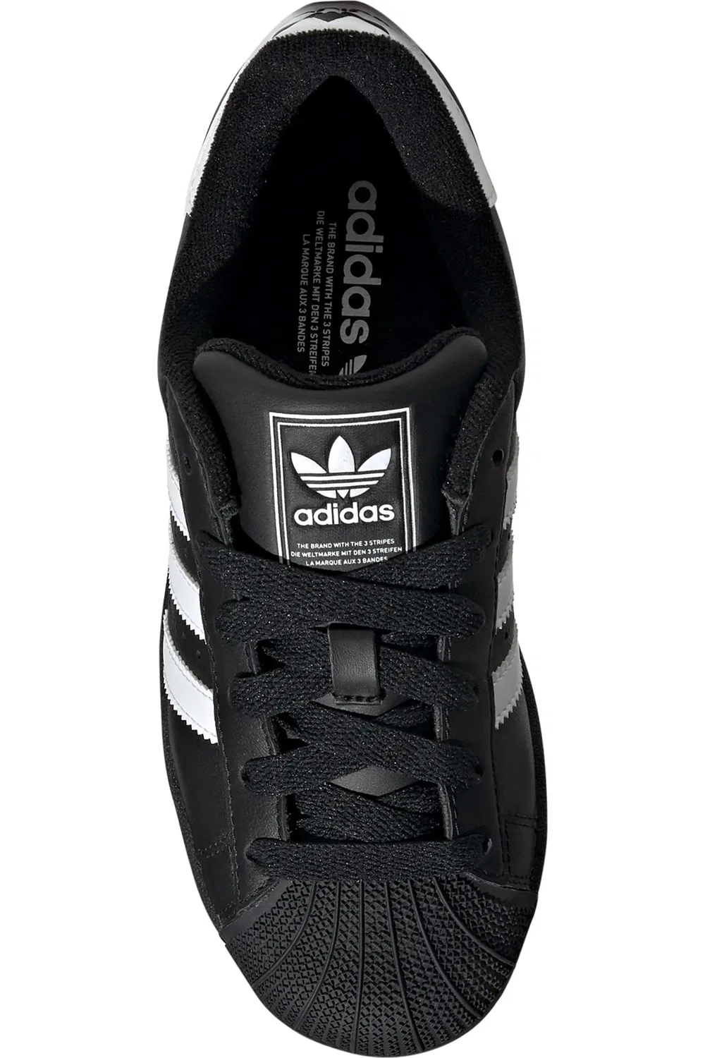 Детские кроссовки на шнуровке Superstar adidas, Black/White Superstar Logo — фото 4