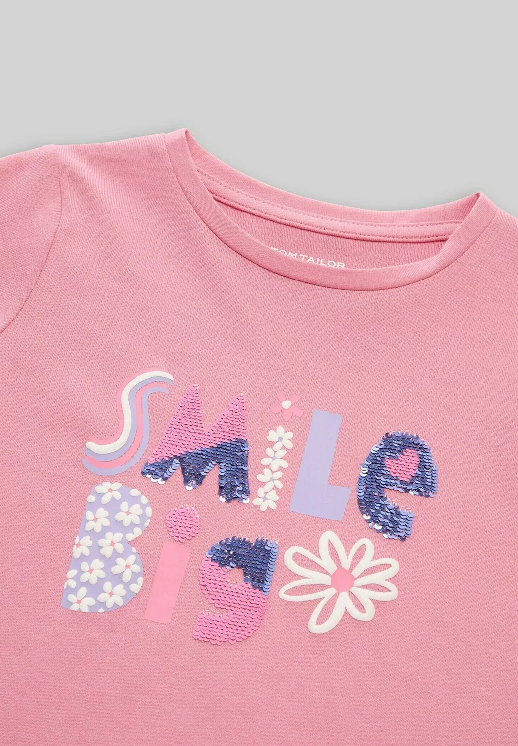 T-Shirt langarmshirt mit wendepailletten - long sleeved top Tom Tailor, Smooth Rose — фото 3