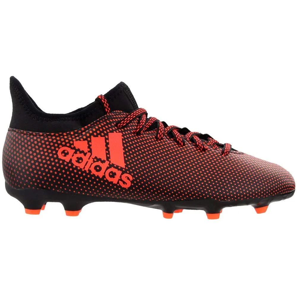 Детские футбольные бутсы для мальчиков с длинным шнурком X 17.3 Fg J Adidas, Black Solar Red Solar Orange — фото 2