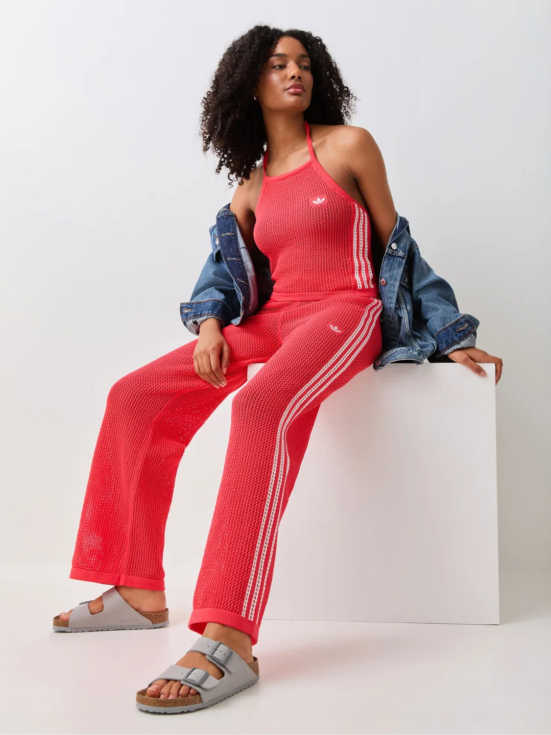 Брюки спортивные вязаные Firebird, adidas Originals, красный