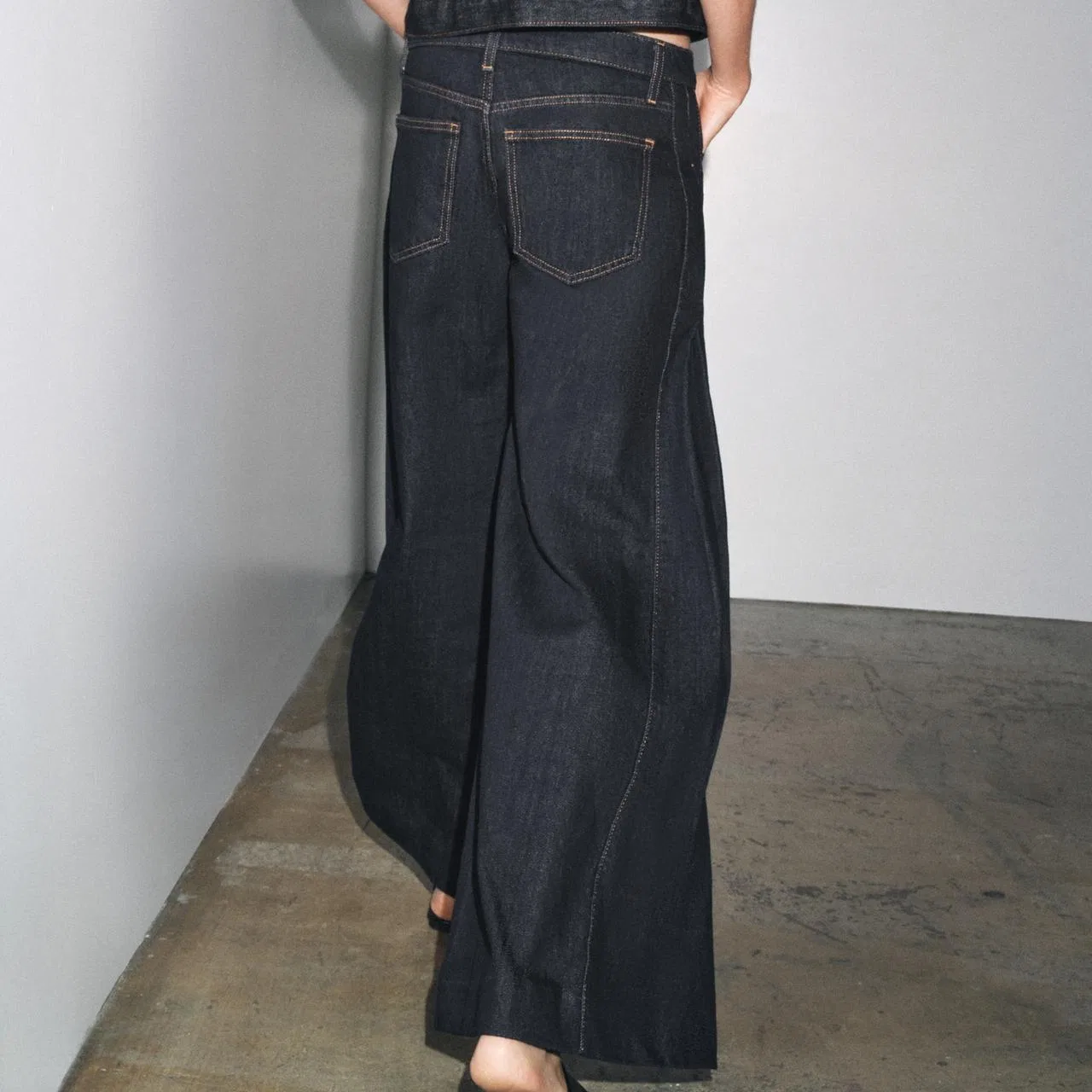 Женские джинсы прямого кроя с широкими штанинами ZW Jeans ZARA, Blue — фото 4