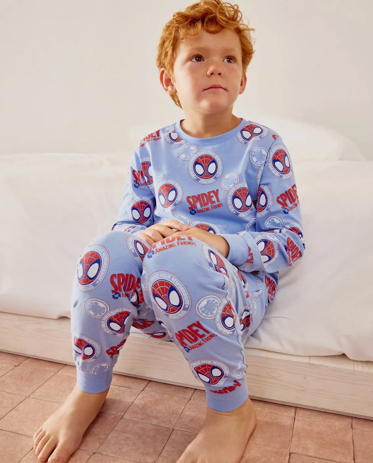 Детская пижама для мальчиков с принтом Spiderman Cotton Juice, Azul Marino