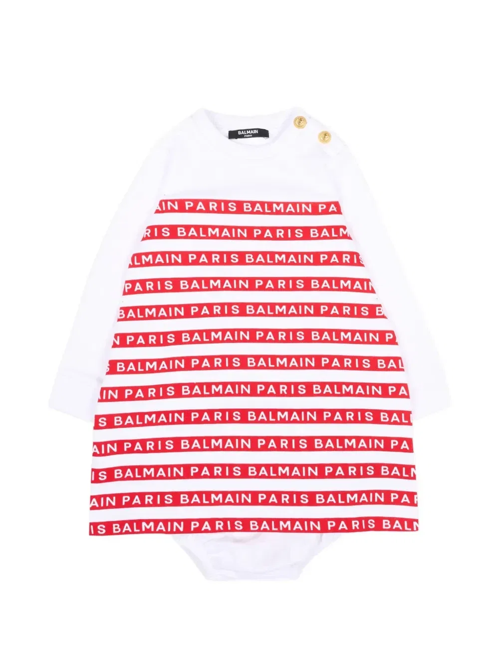 Кулотты и платье с пуговицами и логотипом Balmain Kids, белый