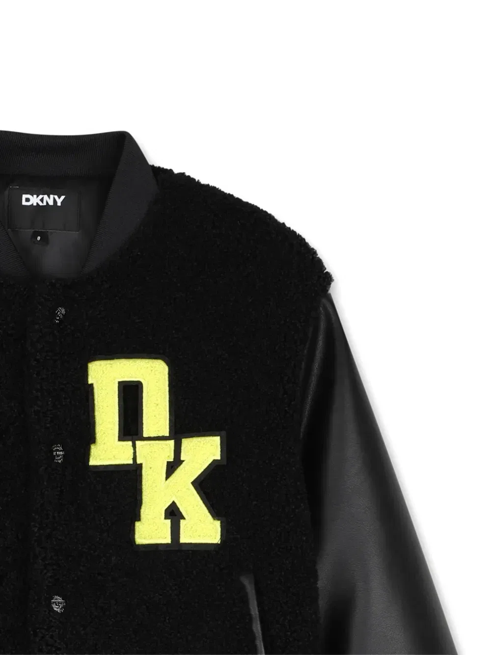 Бомбер из шерпы с нашивкой-логотипом Dkny Kids, черный — фото 3