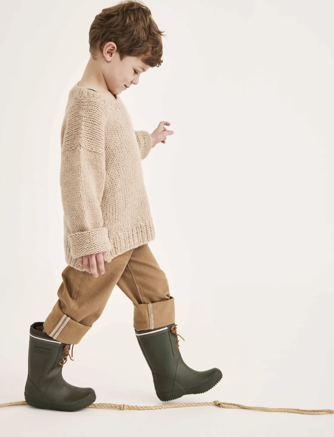 Детские резиновые сапоги с мехом Rubber Boot Lace Thermo Bisgaard, Green — фото 3